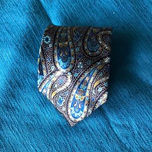 Ermenegildo Zegna 100% Silk Blue Paisley Necktie